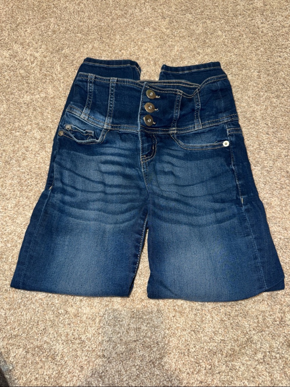 High-Waist Dark Wash Denim Crop Jeans